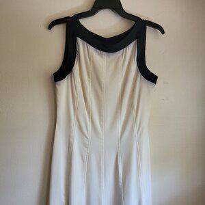 Sandra Darren Dress Plus Sz 14 White Sleeveless Lining Polyester Spandex Zipper